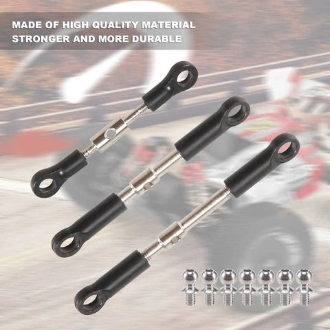 7 Piece Front And Rear Tie Rod Servo Link Rod Set With Ball Heads For 144001 144010 124017 And 124019 RC Cars Durable Metal And Plastic Upgrade Easy To Install Precision Steering Replacement Parts, metal rods and ball heads