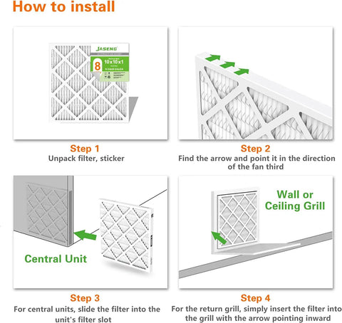 Installation steps for 12x12x1 HVAC Air Filter Pack of 2, MERV 8 Dust Defense, Pleated Replacement for Crisper Indoor Air