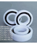POM Plastic Bearing Set 6209-6216 in white, corrosion resistant, non magnetic, displayed on a gray background.