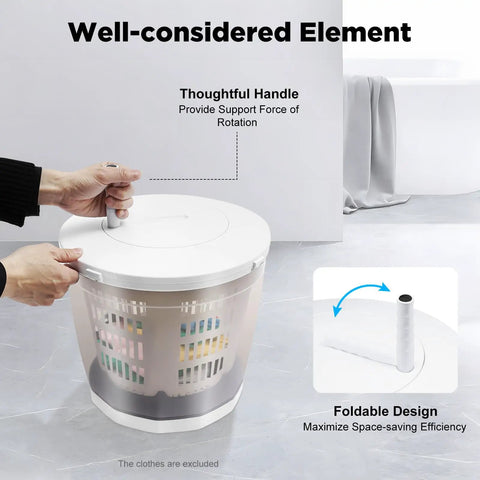 Ultra Portable Hand Crank Washing Machine 2 In 1 Non Electric Washer Spin Dryer with foldable design and handle for travel laundry.