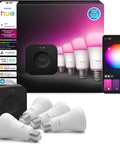 Smart Home Starter Kit With Bridge Pro And Four A19 And E26 Smart Bulbs, White To Color Ambiance, Dimmable, Packaging Displayed