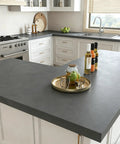 Kitchen countertop with extra thick matte concrete wallpaper roll peel and stick dark grey vinyl contact paper for countertops