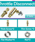 Throttle Disconnect Quick Release Ball Joint Kit with large and small ball heads, screws, washers, and nuts, 2 sets displayed.