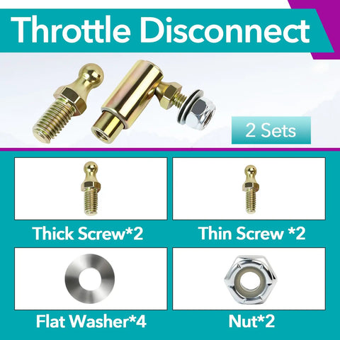 Throttle Disconnect Quick Release Ball Joint Kit with large and small ball heads, screws, washers, and nuts, 2 sets displayed.