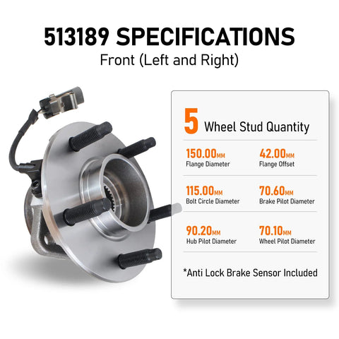 Front Wheel Bearing And Hub Assembly 5 Lug With ABS For 2005 2006 Chevy Equinox 2006 Pontiac Torrent And 2002 2007 Saturn Vue Aftermarket Replacement That Delivers Smooth Rides Easy Install And Reliable Longevity diagram and specifications