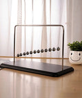 Newton's Cradle Desk Toy With Wooden Base And Metal Beads, Classic Kinetic Swinging Science Gadget For Office Decor, 12 Beads