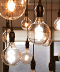 Straight Plug And Play Pendant Light Kit With 9.8 Ft Cord And On Off Switch Retro Industrial Hanging Lamp For Living Room Bedroom White E26 E27 Socket No Fuss Setup Super Chill Vibes 2 Pack with illuminated bulbs.