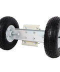 Smooth Rolling Dual Gate Wheel With 10 Inch Pneumatic Tires And 300 Lb Heavy Duty Build For Chain Link Fence Sliding Swing Gates, showing detailed wheel assembly.