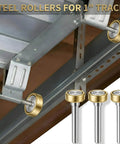 12 Pack Built Tough Heavy Duty Truck Trailer Door Rollers Replacement Parts For Box Trucks And Commercial Vehicles, Seven Sixteen Inch Diameter By Two And Three Quarters Inch Long Rod, Steel Wheel Rollers, installed in 1 inch track