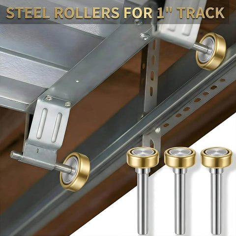 12 Pack Built Tough Heavy Duty Truck Trailer Door Rollers Replacement Parts For Box Trucks And Commercial Vehicles, Seven Sixteen Inch Diameter By Two And Three Quarters Inch Long Rod, Steel Wheel Rollers, installed in 1 inch track