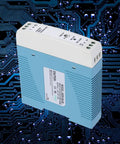 DIN Rail Power Supply 24W 24V 1A Industrial Grade With Full Range 85-264VAC Input For Automation Control Systems Durable Rugged Overload Protected And Plug And Play Mounting, blue DIN rail unit