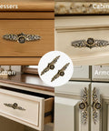 2 Pack Vintage Style Metal Drawer Pulls With Antique Bronze Finish For Dresser Cupboard Kitchen Cabinets And Furniture Hardware Rustic Retro Cabinet Handles on various furniture.