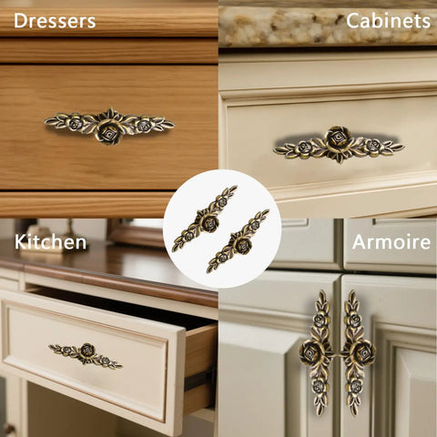 2 Pack Vintage Style Metal Drawer Pulls With Antique Bronze Finish For Dresser Cupboard Kitchen Cabinets And Furniture Hardware Rustic Retro Cabinet Handles on various furniture.