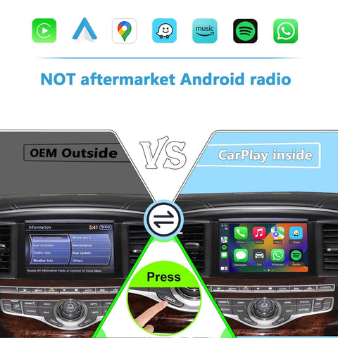 Infiniti QX60 QX80 Q70 And Nissan Pathfinder Armada 2017 2018 2019 Wireless CarPlay And Android Auto Module display comparison