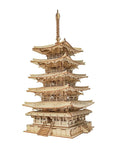 3D Wooden Puzzle Craft Kit for Adults and Kids, Five-Storied Pagoda Model Build, DIY Woodcraft Project