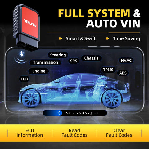 AP2500E OBD2 Bluetooth Scanner Code Reader for Android and iOS All-System Diagnostic Tool CAN FD AutoVIN display