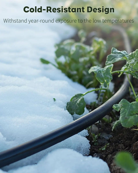 200 Ft 1/4 Inch Drip Irrigation Tubing Blank Distribution Tube PVC For Garden Watering System in snowy garden