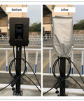 Heavy Duty EV Charger Station Cover Waterproof Rain Dust Proof Protective Enclosure For Outdoor Electric Vehicle Charging Piles before and after comparison
