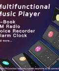 Multifunctional display of 128GB Bluetooth MP3 Player With Built In Speaker All In One Portable Music Player For Music Audiobooks And E Books Includes FM Radio Voice Recorder And Earphones HiFi Lossless Playback With DSP Chip