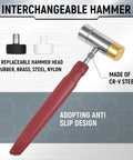 Heavy Duty Pin And Roll Pin Punch Set With Interchangeable Hammer Heads Including Steel Brass Rubber And Nylon Tips
