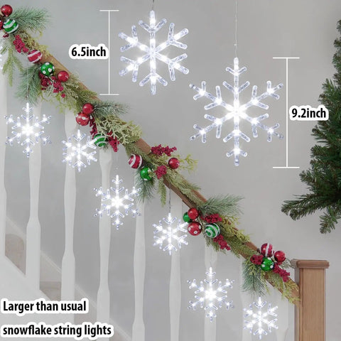 Snowflake Icicle Christmas Lights With 150 LED 9ft Run 10 Drops Twinkling Cool White Waterproof Connectable Up To 3 Sets