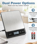 Digital Kitchen Scale With 33Lb Capacity, 15KG Equivalent, Waterproof Stainless Steel Surface, USB Rechargeable Power