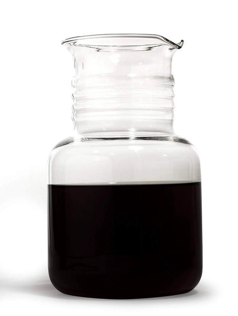 Replacement Glass Decanter With Lid For Toddy Cold Brew System White Finish Clear Ribbed Neck For Easy Pour And Strong Grip German Made Glass Construction With Boss Level Pour Spout And Durable Build