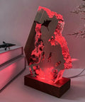 Scuba Diver Ocean Resin Lamp With Multicolor LED Night Light, USB Powered Handmade Epoxy Decor; vivid 3D scene glowing red.