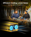 3000W Pure Sine Wave Inverter for Off Grid Power Systems and RVs with cooling feature displayed in camping scene background