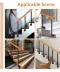 Adjustable Solid Wood Handrail Kit For Outdoor Steps And Stairs With Iron Posts Wall Mounted Deck Railing 80cm on various stairs