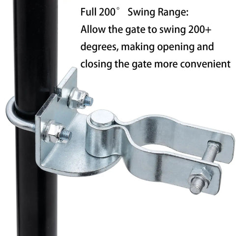 Heavy Duty 2 Pack T Post Gate Hinge Kit With One And Three Eighths Inch U Bolt Clamps Built To Last 200 Degree Rotating Female Hinges