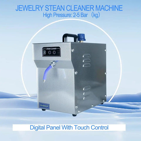 Pro Grade Jewelry Steam Cleaner That Powers Through Rings Watches And More 2L Stainless Steel Tank 1200W High Pressure Steam Up To 135C Adjustable 2 To 5 Bar For Diamond Gold Silver Sunglasses And Scalpel Auto Cleaning showing digital panel with touch control