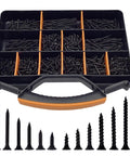 All Purpose Wood And Drywall Screws Kit 1000 Piece Assortment With 13 Sizes From Two And Three Quarters Inch Down To Five Eighths Inch