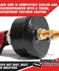 Longacre 45753 weatherproof battery disconnect with black housing, red lever, and copper terminal posts