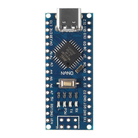 Two Pack Type C USB Nano 3.0 Board With ATmega328P CH340, Arduino Nano compatible, top view showing circuit layout