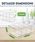 Heavy Duty Clear Plastic Pantry Storage Totes With Removable Dividers 2 Pack Kitchen Cabinet Organizers, dimensions 9.7x5.2x3.5 inches