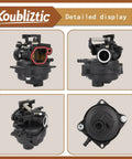 Carburetor Kit Replacement For Troy-Bilt TB110 TB200 163cc Engines, 11-Piece Set, front and side views of carburetor