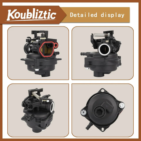 Carburetor Kit Replacement For Troy-Bilt TB110 TB200 163cc Engines, 11-Piece Set, front and side views of carburetor