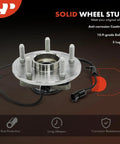 Two Front Wheel Bearing And Hub Assembly With ABS For Ram 1500 2012 2018 And 1500 Classic 2019 2022 Five Lug High Load Roller Bearing Hub Replacement For Smooth And Quiet Ride shown with anti-corrosion coating and ABS sensor cable