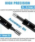 Close-up of Five Piece Metric Thread Plug Gauge Set 6H Go No Go With Durable Storage Case showing precision accuracy.