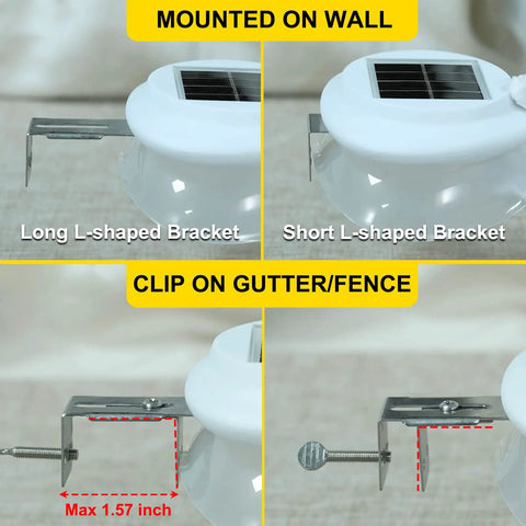 Solar Fence Lights Outdoor Waterproof 8 Pack Stainless Steel 30 LED Railing Post Lights Weatherproof White Lighting mounts options