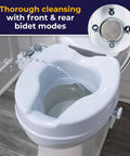 Raised Toilet Seat With Bidet Sprayer, Adjustable Temperature, 4 Inch Elevating Toilet Seat Riser For Seniors, Easy Clean.