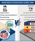 Comparison of Doctor Stuff and Competitor label features with USA-made label depiction and end-tab file folders for 2026.