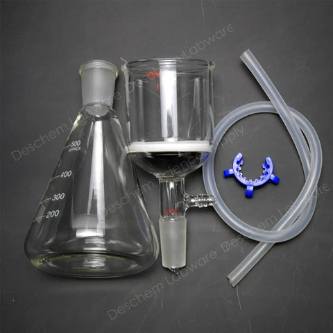 500ml 24/40 Suction Filtration Device With 200ml Buchner Funnel And Lab Vacuum Pump Pro Grade Borosilicate Glass Setup