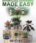 Solar Drip Irrigation Kit 50Ft With Timer Automatic Garden Watering System setup with plants and solar panel indoors.