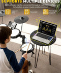Kid using Electronic Drum Set With USB MIDI, Type-C Charging, Built-In Metronome, Record And Headphone Mode, 150 Sounds, 64 Polyphony
