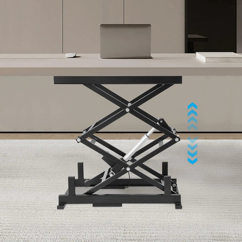 Built Tough Electric Scissor Lift Table Hauls 140 Lbs And Rises From 10 To 50 Inches Like Butter in workshop setting.