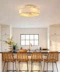 Yunstore mathishome Fabric-Style Bladeless Ceiling Fan with Remote Control (Bulb Not Included) in modern kitchen interior.
