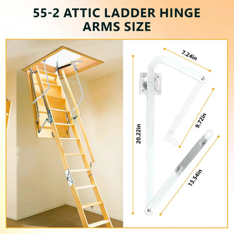 55-2 Attic Ladder Hinge Arms With Springs For Ladders Made After 2010 Fits Mk5 WU2210 W2208 W2210 size chart