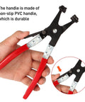 Hose Clamp Pliers for Automotive Use With Swivel Flat Band for Easy Removal and Precise Installation of Ring Type and Flat Type Hose Clamps and Spring Clamps Durable Carbon Steel Construction held in hand